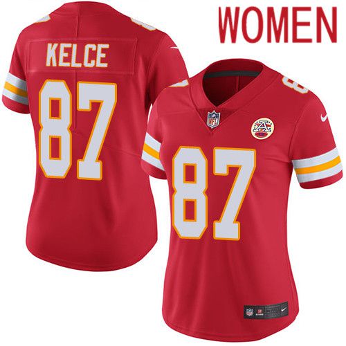 Women Kansas City Chiefs 87 Travis Kelce Nike Red Vapor Limited NFL Jersey